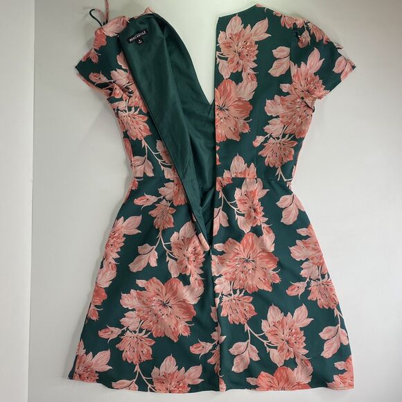 J Crew Mercantile Dress Womens Sz 4 Floral Green Tie Sleeve Garden Party Spring - Picture 4 of 16